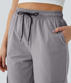 Jogging Cargo Casual à Taille Mi-Haute Cordon de Serrage et Poches Latérales