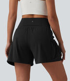 Short de sport SoftlyZero™ Airy taille haute gainant et rafraîchissant 2 en 1, 12,5 cm, avec poches
