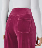 Pantalon décontracté large en velours, taille haute, avec poches
