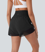 Breezeful™ Short yoga taille haute avec poche arrière ourlet croisé séchage rapide