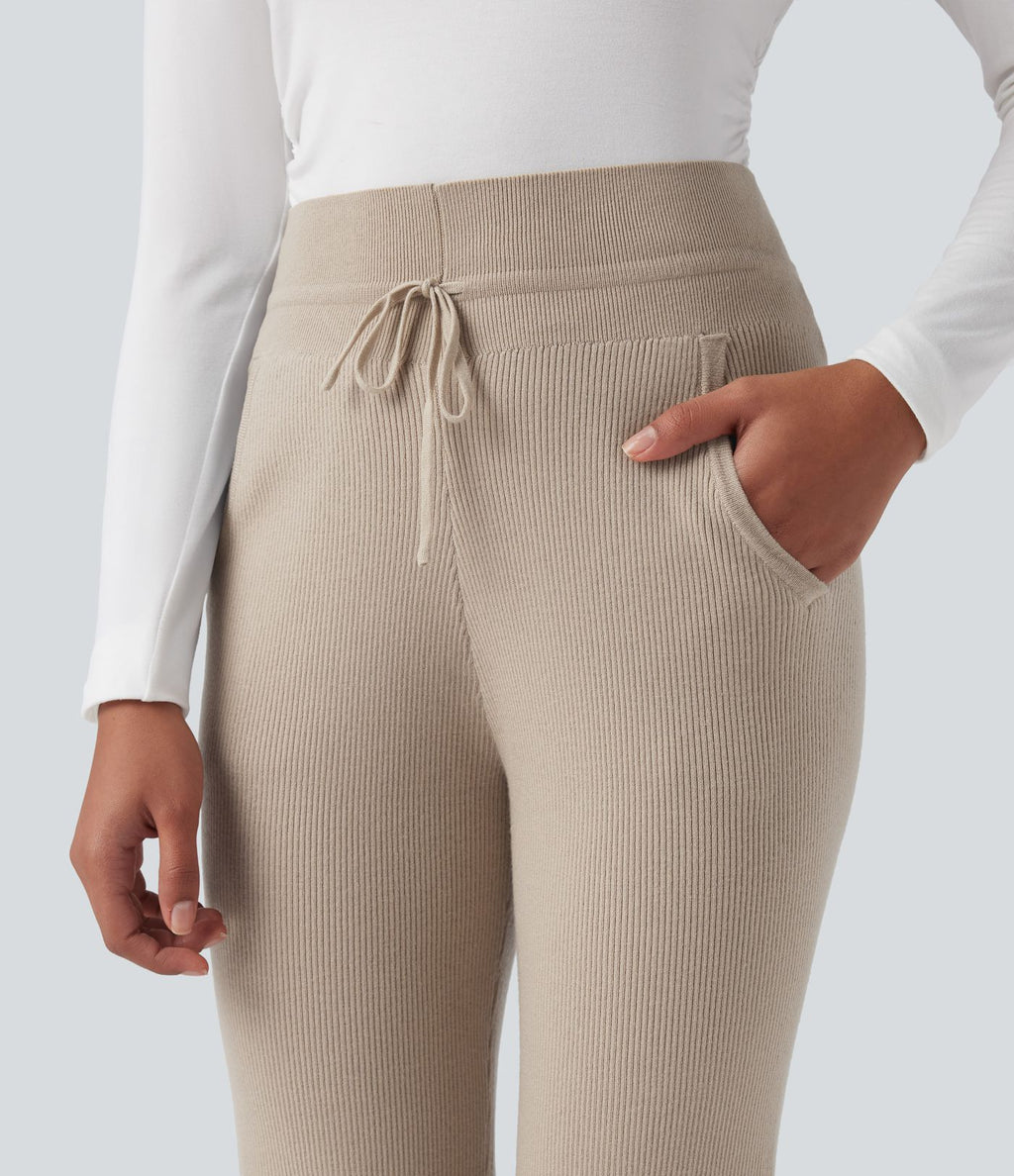 Pantalon de détente maille taille mi-haute avec cordon de serrage et poches