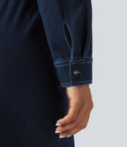 Combinaison denim délavé Halara Flex™ jambes larges manches longues avec cordon de serrage et poches - Édition Easy Peasy