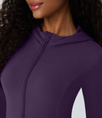 Veste SoftlyZero™ à capuche manches longues avec trous pouces détails plissés et poches-UPF50+