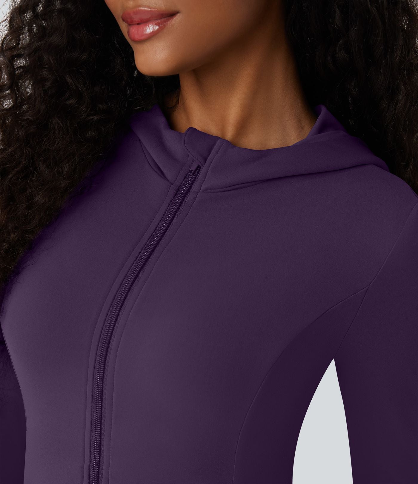 Veste SoftlyZero™ à capuche manches longues avec trous pouces détails plissés et poches-UPF50+