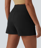 Short tailleur plissé taille haute avec poches