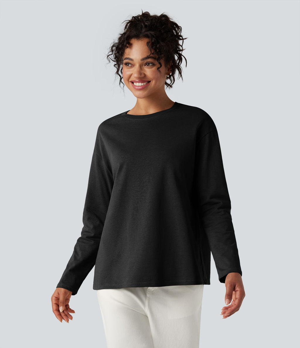 T-shirt coton col rond manches longues