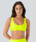 Top Maillot de Bain Bikini Uni Encolure en U