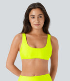 Top Maillot de Bain Bikini Uni Encolure en U