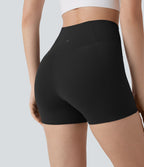 Short Biker de Yoga Softlyzero™ Taille Haute Croisée avec Poches Latérales, Antidérapant 7,5 cm - Protection UPF50+