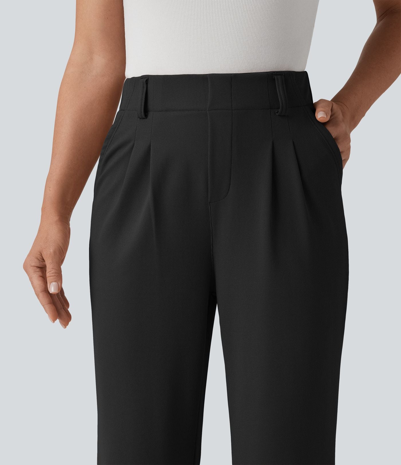 Halara Flex™ Pantalon tailleur évasé gaufré taille haute avec poches
