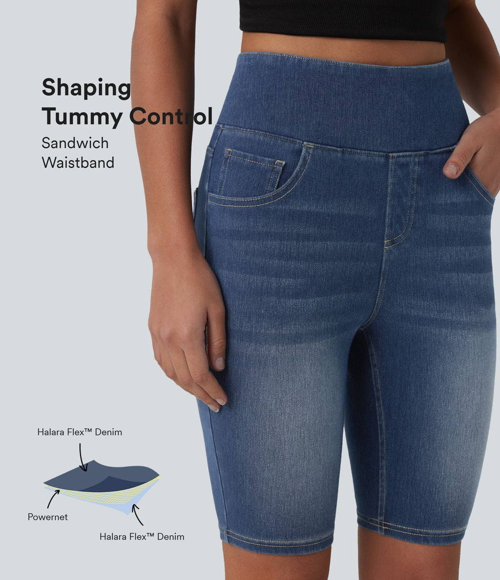 Halara Flex™ Short en denim taille haute ventre plat 22,8 cm avec poches