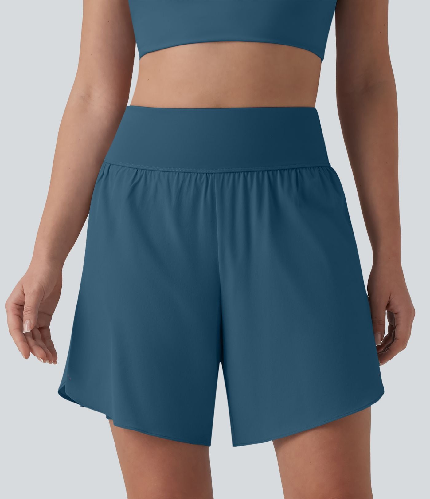 SoftlyZero™ QuickDry Short running 2-en-1 gainant taille haute à pois réfléchissants et ourlet croisé 17,5 cm avec poches