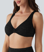 Haut de bikini jacquard à décolleté plongeant en V