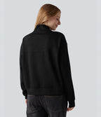 Sweat-shirt col V à manches longues avec boutonnage et poches