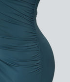 Robe moulante SoftlyZero™ Airy fendue à effet frais InstantCool, brassière intégrée, dos nu croisé à lacets, légèrement plissée pour invitée de mariage et demoiselle d'honneur