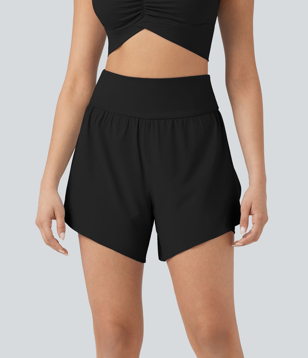Short 2-en-1 de course gainant taille haute avec points réfléchissants, ourlet croisé et séchage rapide 12,5 cm avec poches SoftlyZero™