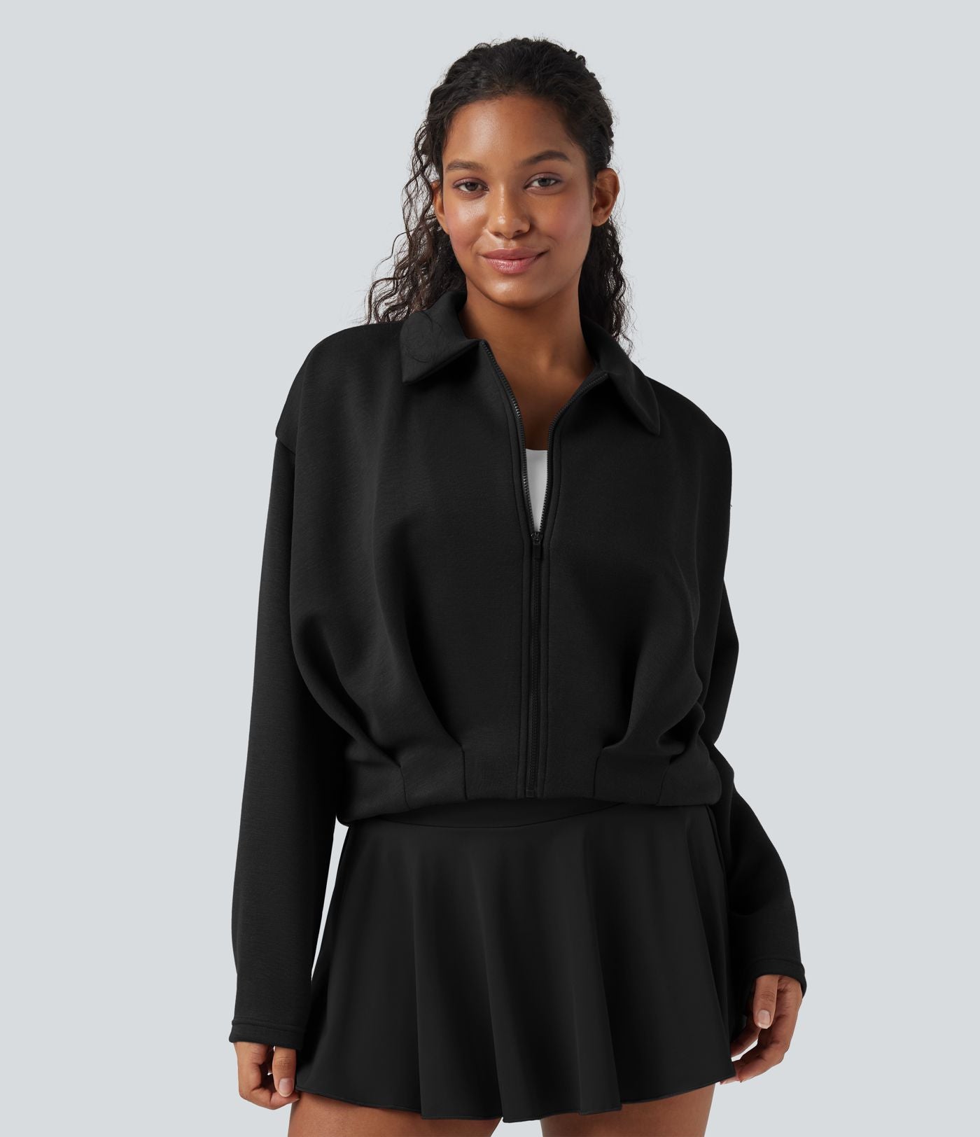 Veste décontractée SpacerTek™ à manches longues, col et plis, avec fermeture éclair