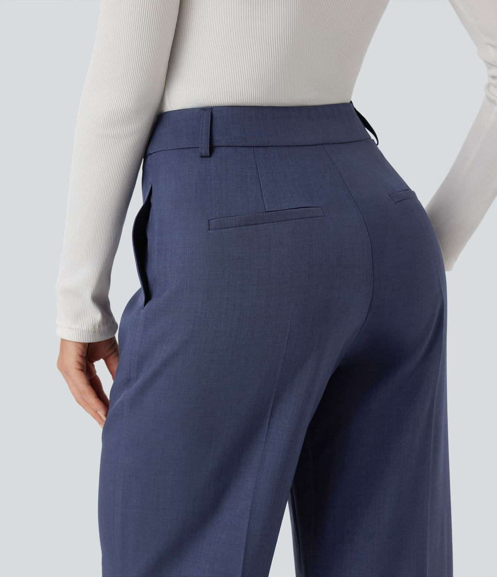Pantalon tailleur bootcut taille haute avec poches