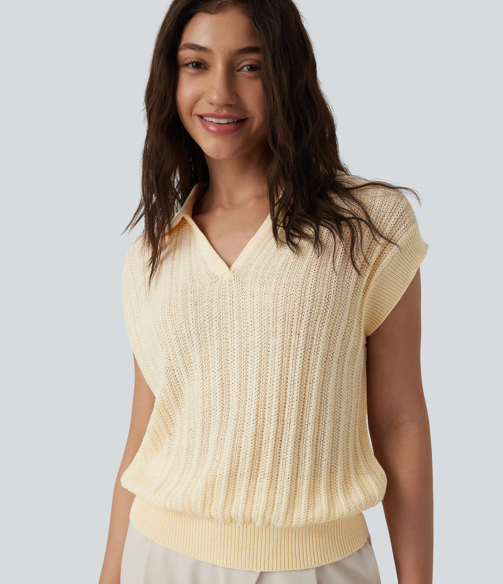 Pull de travail col polo manches courtes