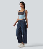 Jean Barrel 7/8 taille basse Halara Flex™ avec poches zippées