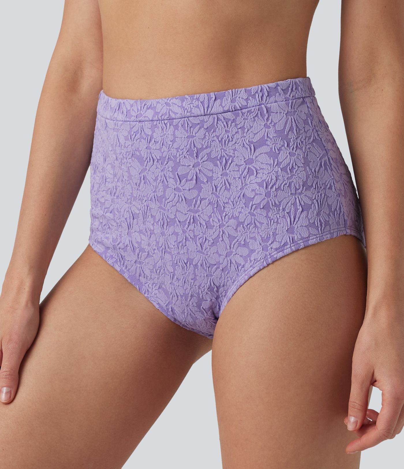 Bas de bikini gainant jacquard taille haute