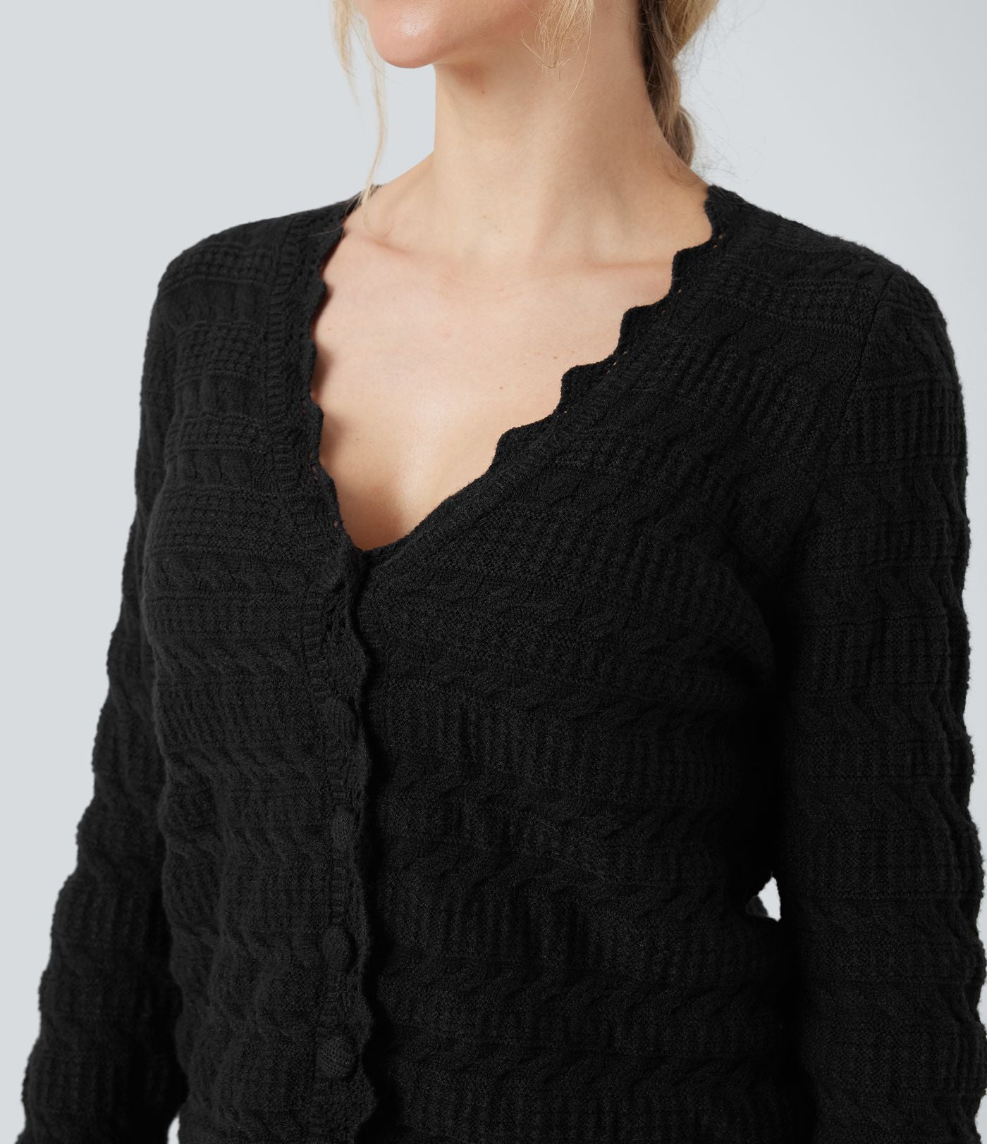 Cardigan décontracté maille pull col V manches longues