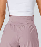 Short 7,5cm Yoga 2 en 1 Super Taille Haute Poches Arrière Poches Cachées Latérales
