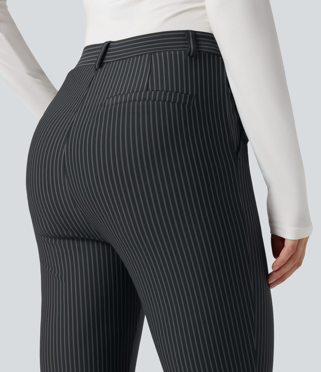 Pantalon de travail Halara Flex™ skinny à rayures, taille haute, avec poches