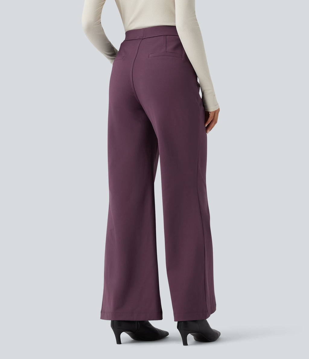 Pantalon tailleur évasé thermique taille haute SoftlyZero™ Plush avec poches