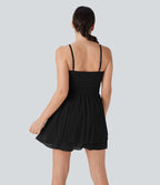 Robe active slip de danse mini 2-en-1 avec superposition en mesh froncée à volants et poche-Easy Peasy