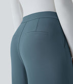 Halara Flex™ Pantalon Tailleur Droit à Taille Haute avec Pli Poches Latérales en Crêpe