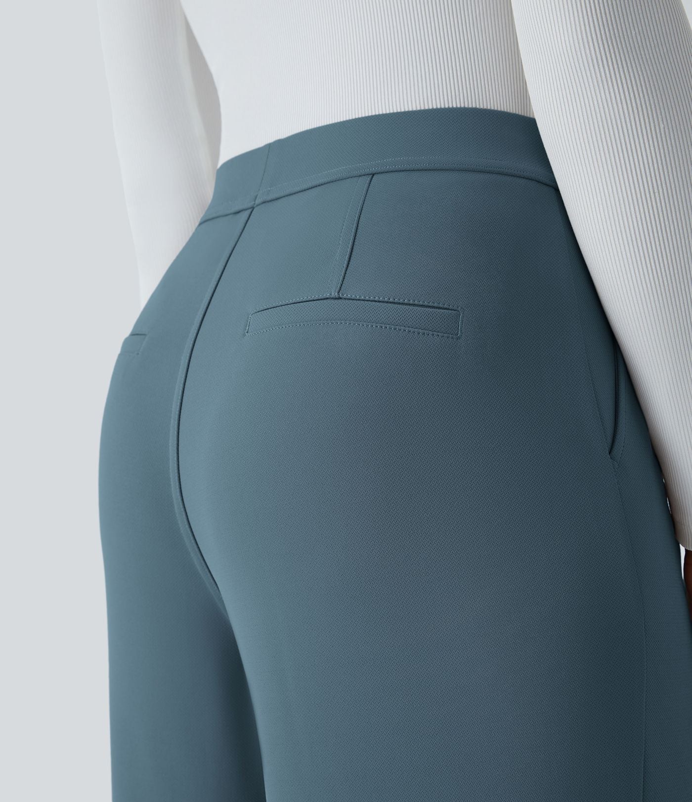 Halara Flex™ Pantalon Tailleur Droit à Taille Haute avec Pli Poches Latérales en Crêpe