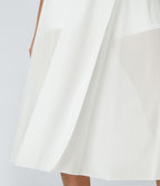 Jupe Casual Évasée Mesh Mi-Longue Fuide 2 en 1 Contrastée Taille Haute Cordon Poche Latérale