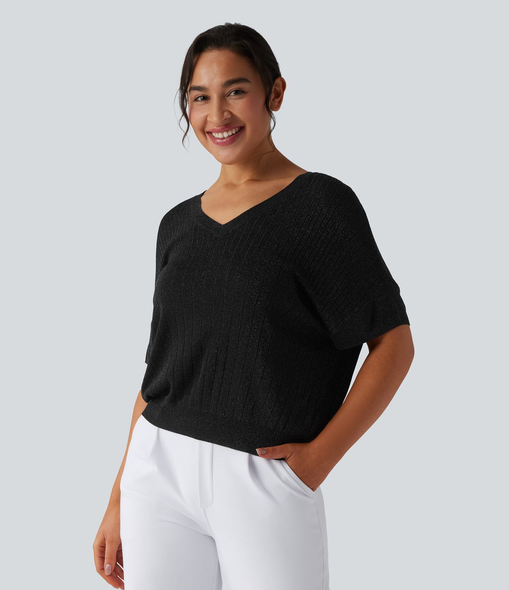 Pull de travail col V manches courtes