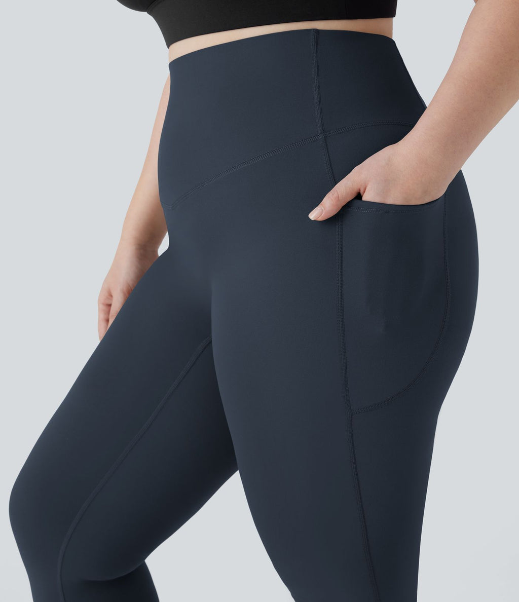 Pantalon de yoga à coupe bootcut gainant taille haute grande taille avec poches Halara UltraSculpt™