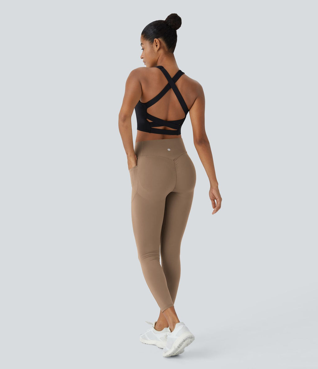 Legging d'entraînement gainant galbant taille haute avec effet scrunch et poches Halara UltraSculpt™