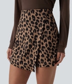 Jupe-short décontractée mini taille haute gauffrée imprimé léopard