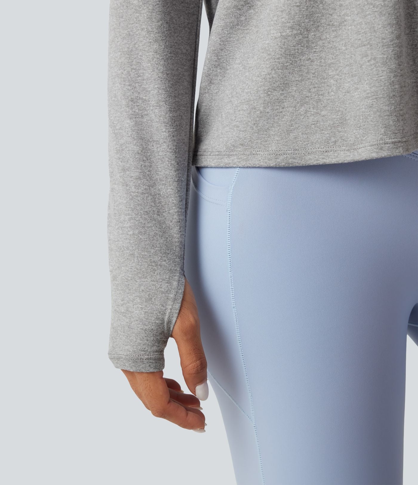 Haut de sport yoga dos drapé manches longues à trous pouces