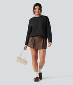 T-shirt coton oversize col rond manches longues