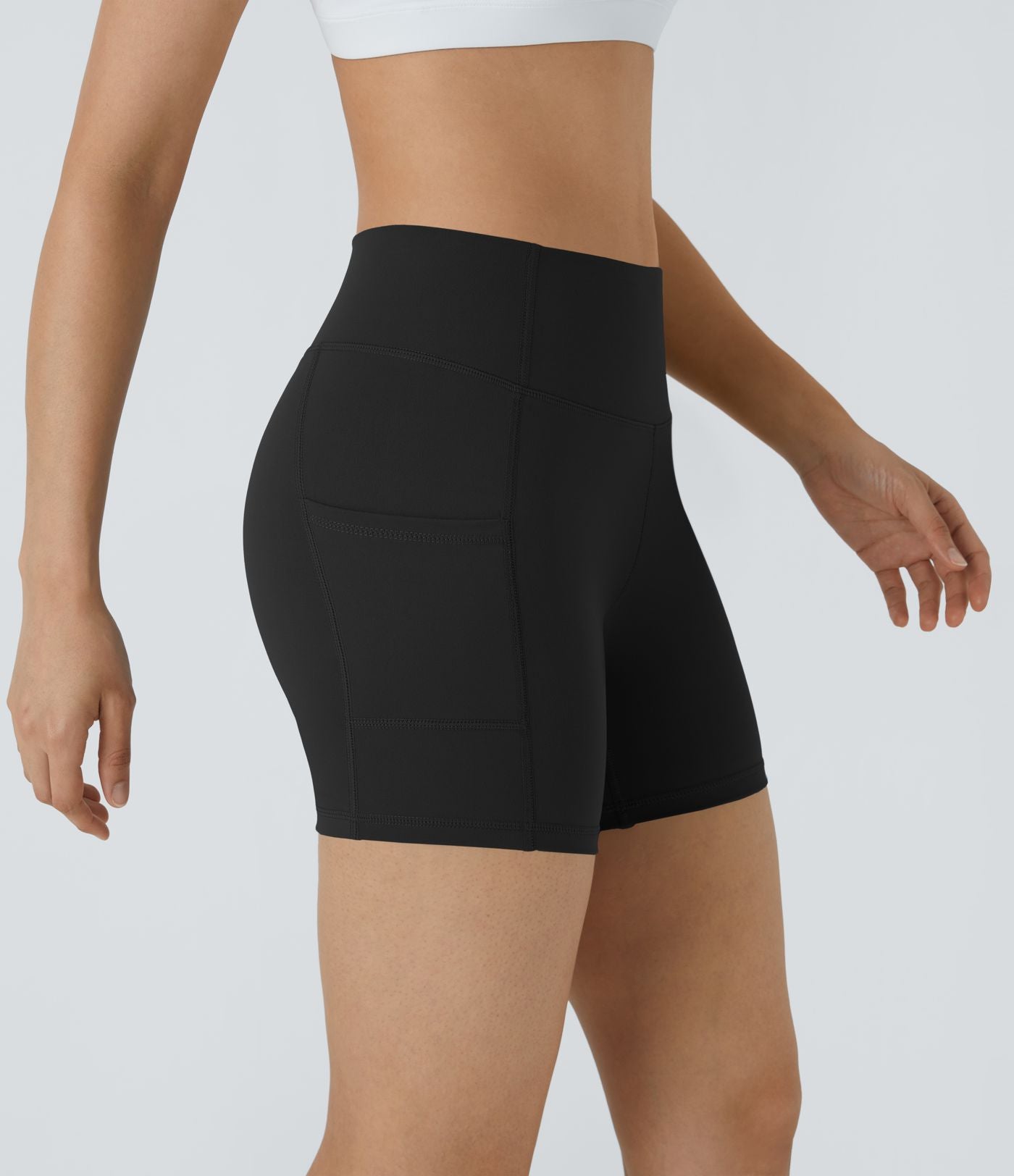 Short Course Biker Yoga Taille Haute avec Poches Latérales