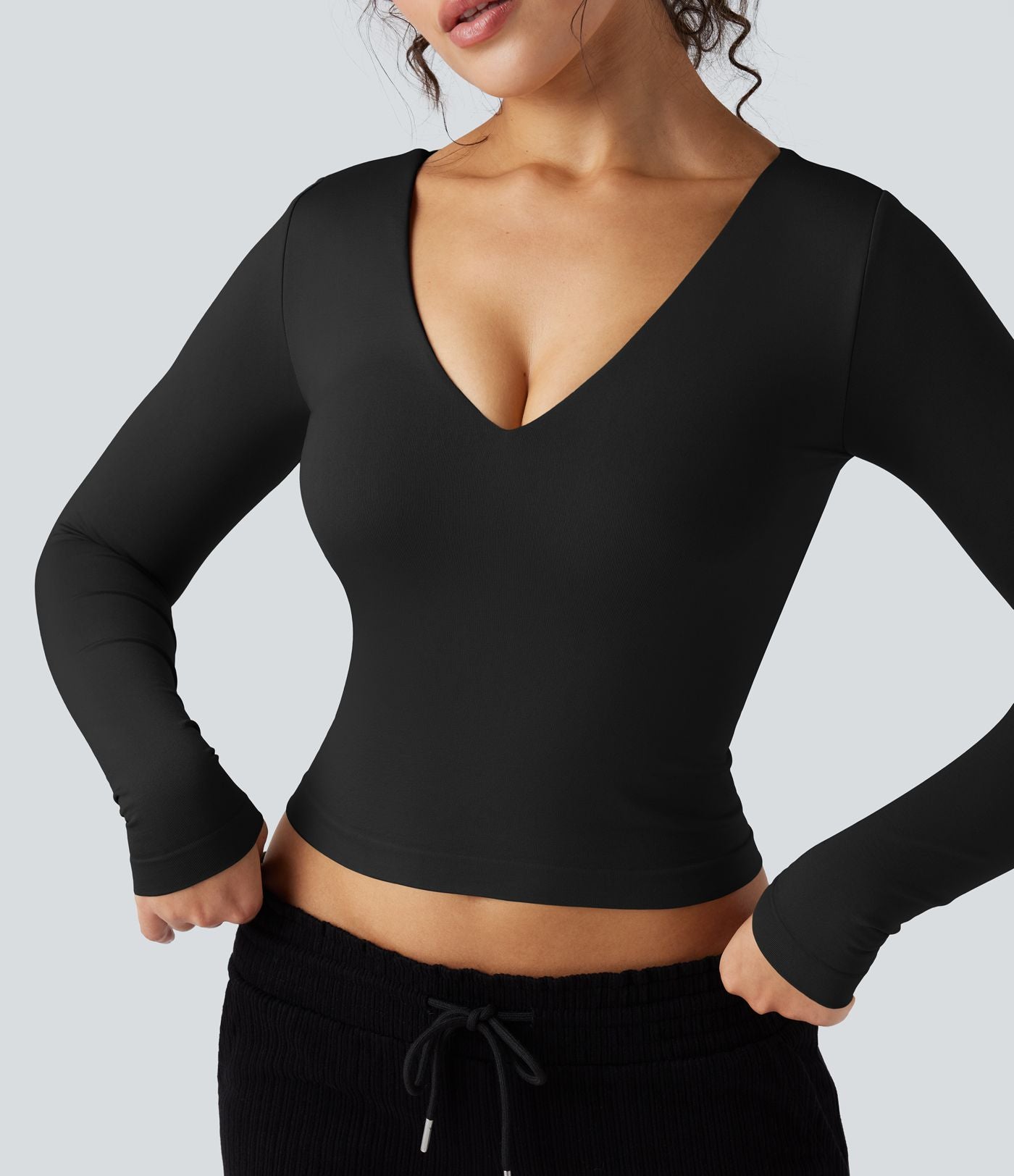 Haut de sport yoga col V à manches longues sans couture OneForm Seamless Flow