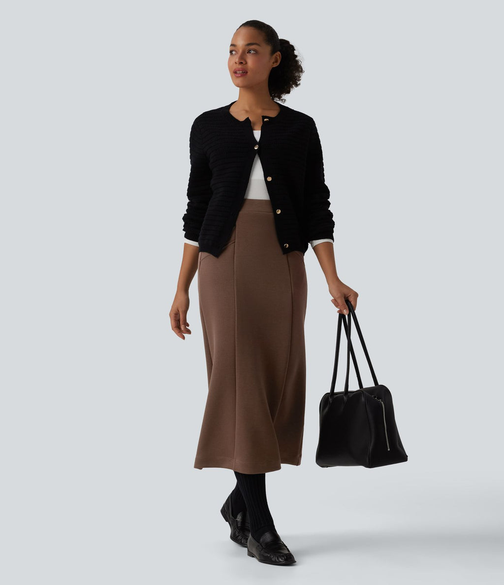 SpacerTek™ Jupe midi tailleur taille haute avec poches