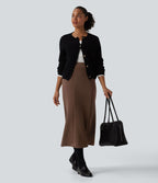 SpacerTek™ Jupe midi tailleur taille haute avec poches
