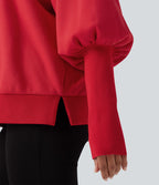 Sweat molleton col montant manches longues bishop