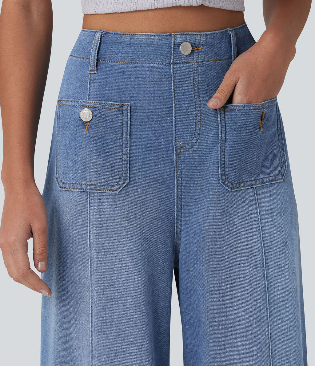 Halara Flex™ Jean évasé casual large taille haute avec poches
