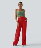 Pantalon ample yoga Halara UltraSculpt™ taille haute gainant à rayures color block avec poches