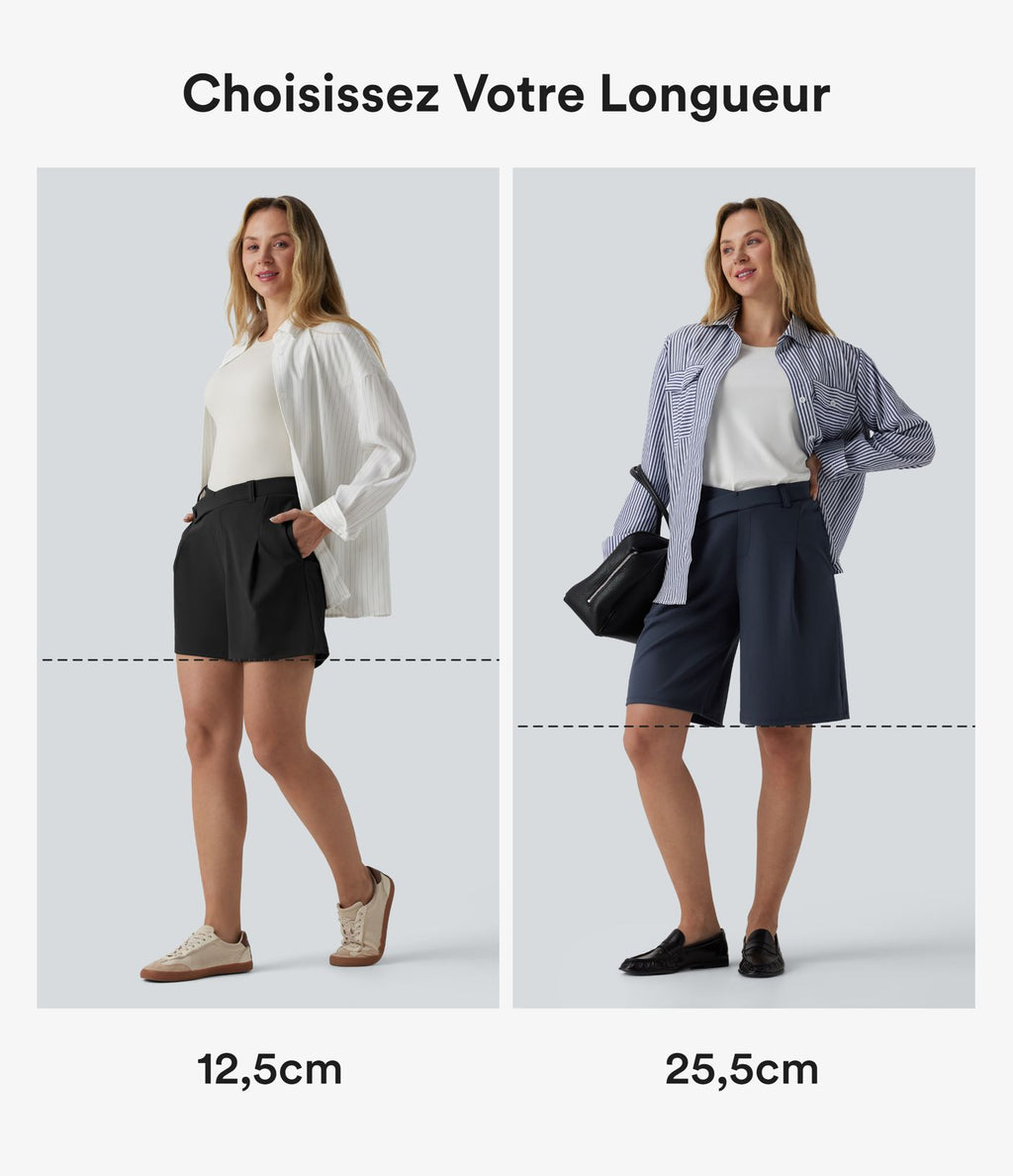 Short tailleur DayStretch mi-taille asymétrique 25 cm avec poches