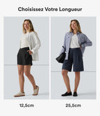Short tailleur DayStretch mi-taille asymétrique 25 cm avec poches
