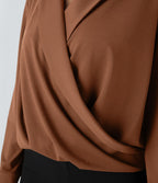 Chemise de travail à col cranté, coupe croisée et manches longues