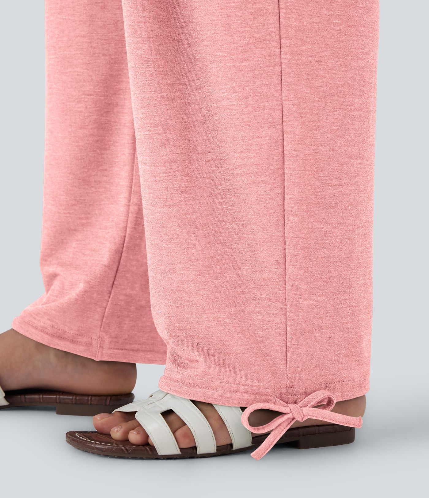 Pantalon de jogging décontracté à taille haute croisée avec poches latérales et cordon de serrage